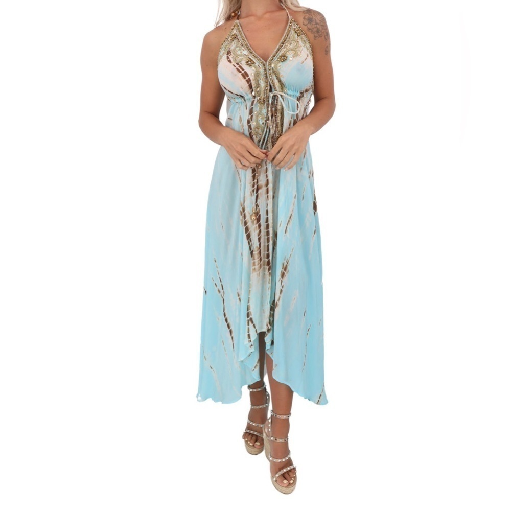 𝅺AQUA Blue Tie Dye Dress